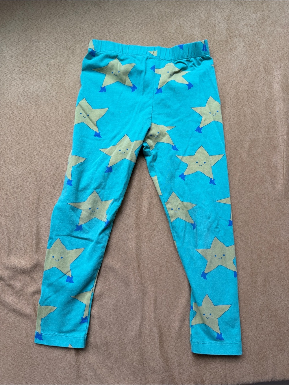Tiny Cottons Teal Kids Leggings with star print- Size 6Y